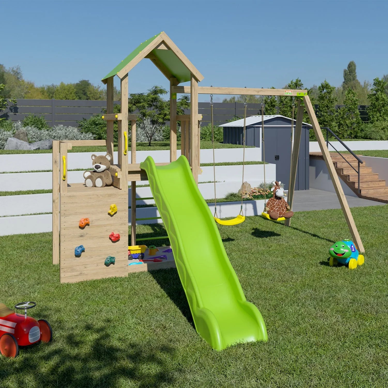 Maison de Jeux pour Enfants Terrasse Pin et Epicéa Massif Maisonnette - Ciel & terre Commerce Maison de Jeux pour Enfants Terrasse Pin et Epicéa Massif Maisonnette - Ciel & terre Commerce