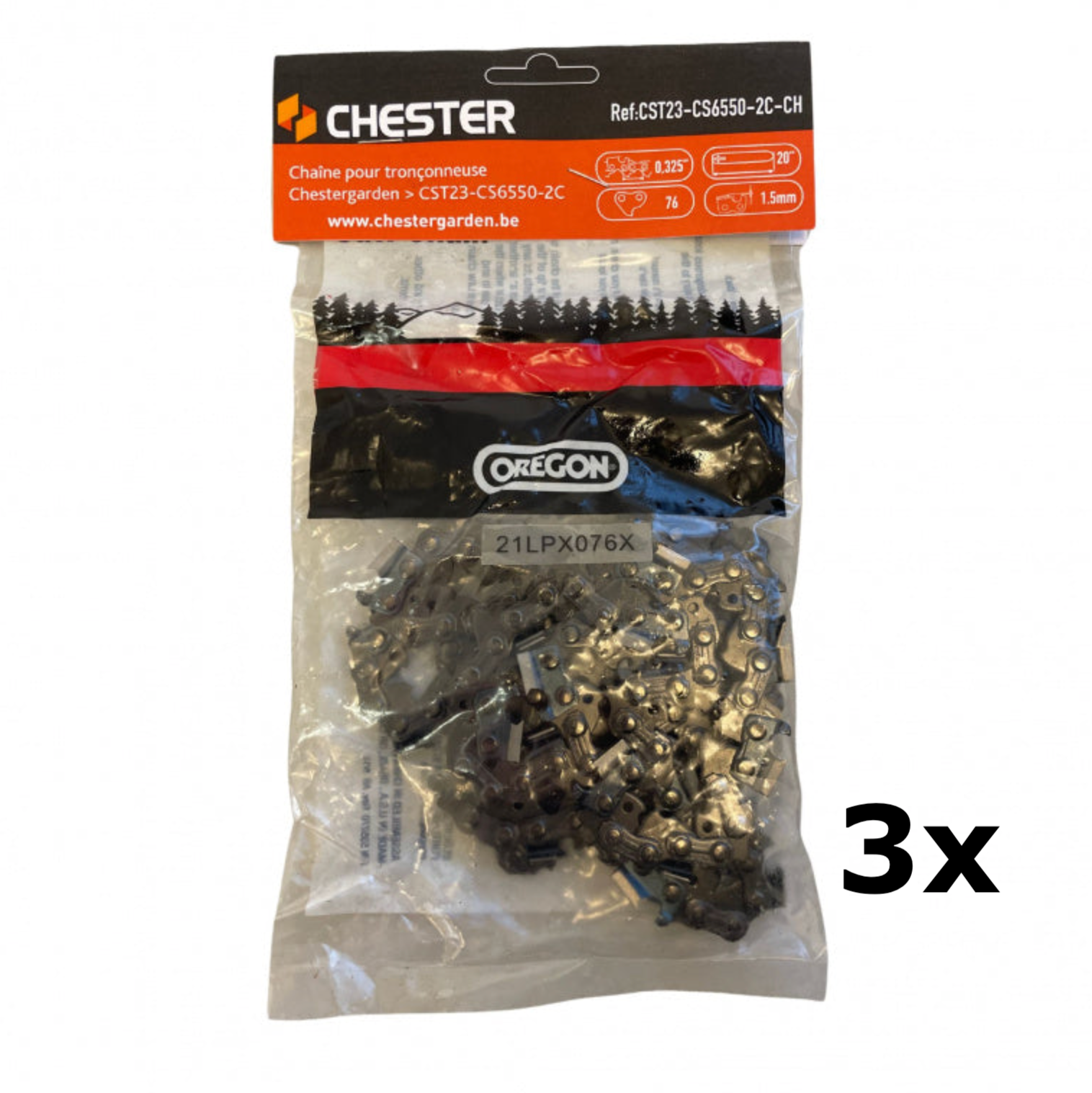 Lot De 3 Chaînes Tronçonneuse 30,5 Cm - Pas 3/8" Calibre 1,1 Mm 46 Maillons ANSI