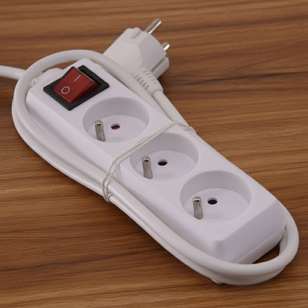 I-WATTS 3-socket power strip with switch – 3680W, 1 m cable, child protection, NF certified