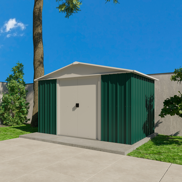 Abri de jardin robuste en acier galvanisé – 3,03 x 2,37 x 2,02 m - double-porte coulissante