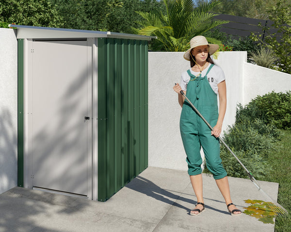 Abri de jardin en métal vert - 1,2 x 1,58 x 1,74 m – porte battante - compact, résistant, sans entretien pour rangement extérieur