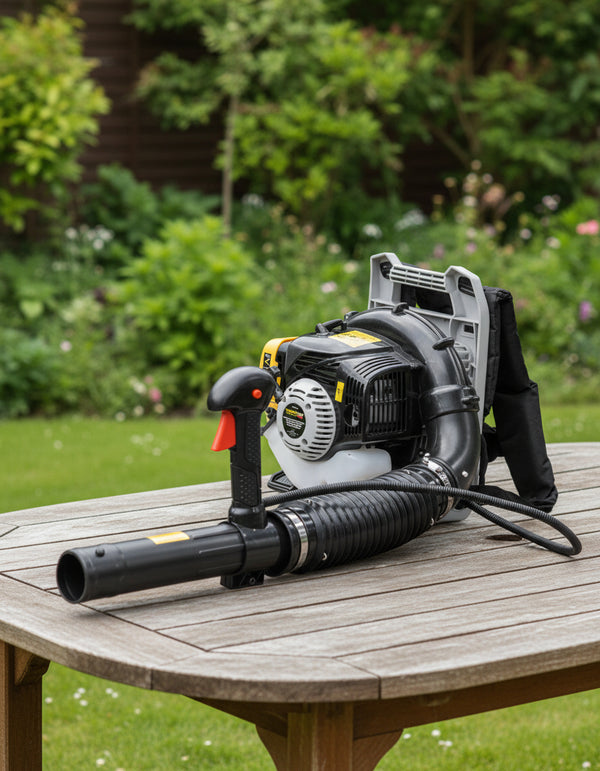 Petrol Backpack Blower 26 cc + Gutter Attachment + 5 Extension Tubes – 280 km/h