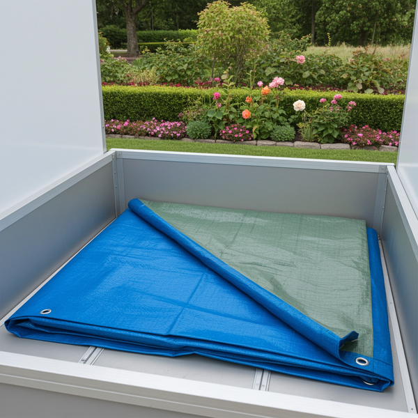 Blauw ultra-sterk zeil – 4 x 5 m – metalen oogjes – verstevigde hoeken – wasbaar – schimmelbestendig