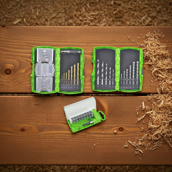 Coffret perçage & vissage 74 pcs – Forets métal, bois, béton – Embouts & douilles