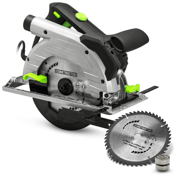 Scie circulaire 1350W Constructor – 190mm, coupe précise, 2 lames incluses
