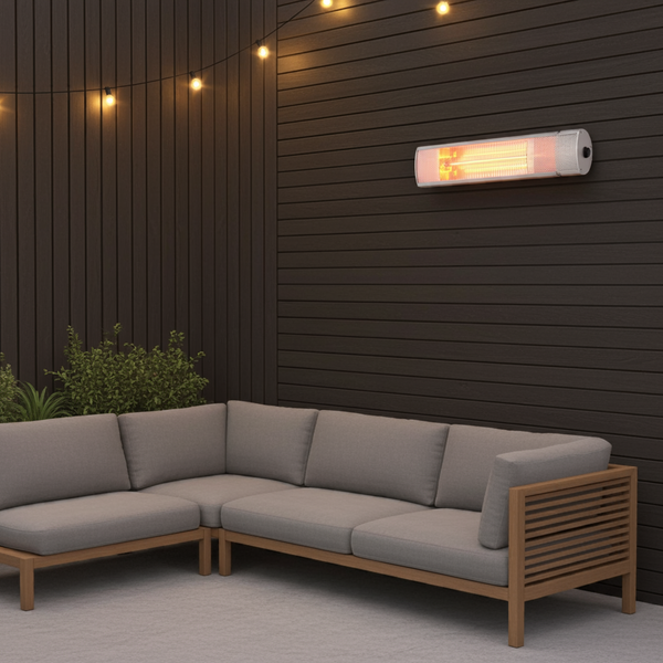 Chauffe-terrasse mural Hera infrarouge 1500W – Fixation murale – Commutateur – Cadre aluminium