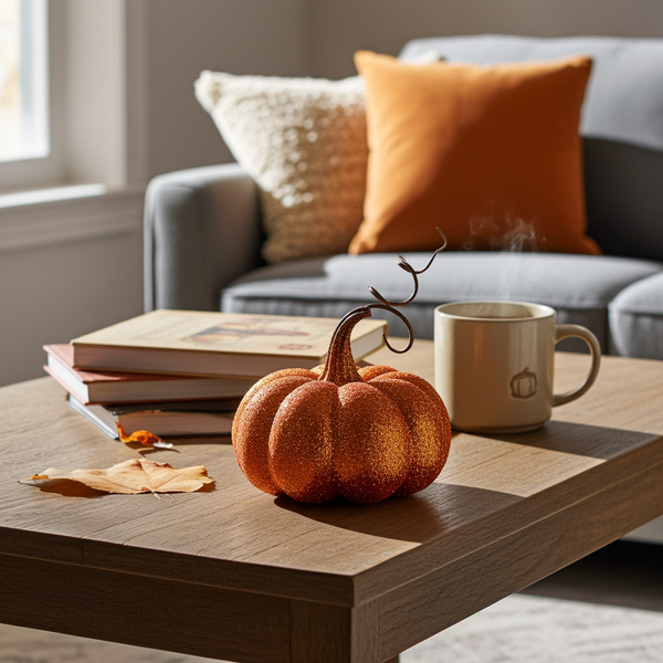 Orange Glitter Pumpkin – Sparkling Autumn & Halloween Decoration 15 × 15 × 10 cm