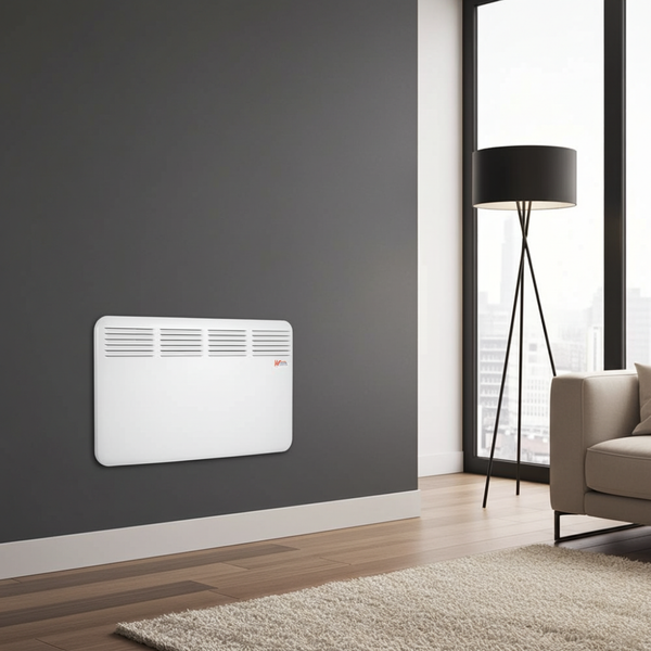 Convecteur mural 2000 W –  thermostat électronique –  timer 4 h –  blanc