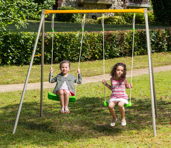 Portique enfant métal 2 balançoires – Hauteur 1,90 m – Dès 3 ans