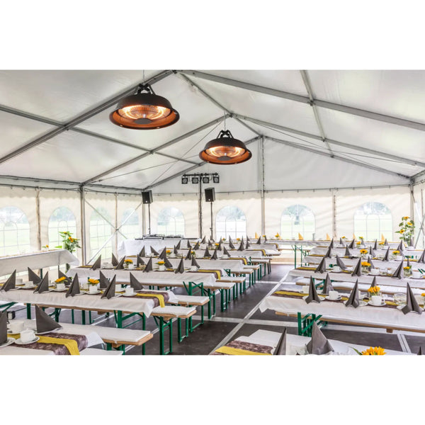 Chauffe-terrasse suspendu Artemis infrarouge 1500W – Pour tente ou plafond – Chaîne –  Acier et aluminium