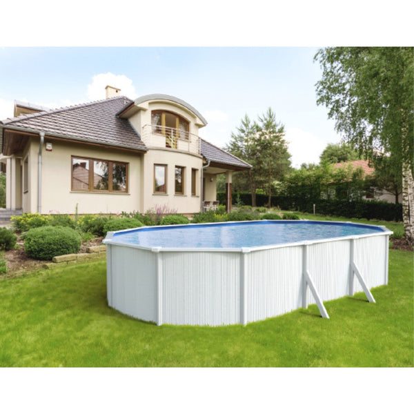 Piscine métal SAPHIR 6,35 x 3,90 x 1,20 m – 21 m³ – Acier galvanisé laqué blanc