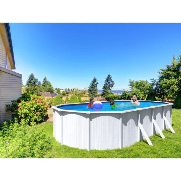 Piscine hors sol SAPHIR 7,60 x 3,90 m – Rectangulaire – 26 m³ – Acier galvanisé ondulé et prélaqué