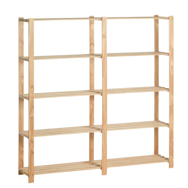 Étagère double en bois  – 5 tablettes – 175×175×40 cm – charge maximale 250 kg