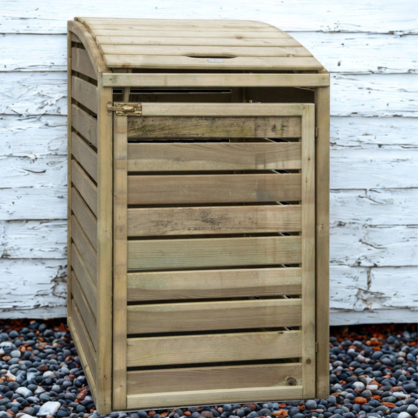 Cache-poubelle simple en bois traité – pin naturel – 0,75 x 0,95 x 1,20 m