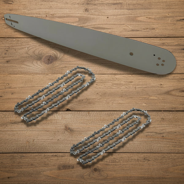 20'' (50 cm) Chainsaw Bar + 2 Chains – 76 Links – Compatible with CHESTER and Other Model