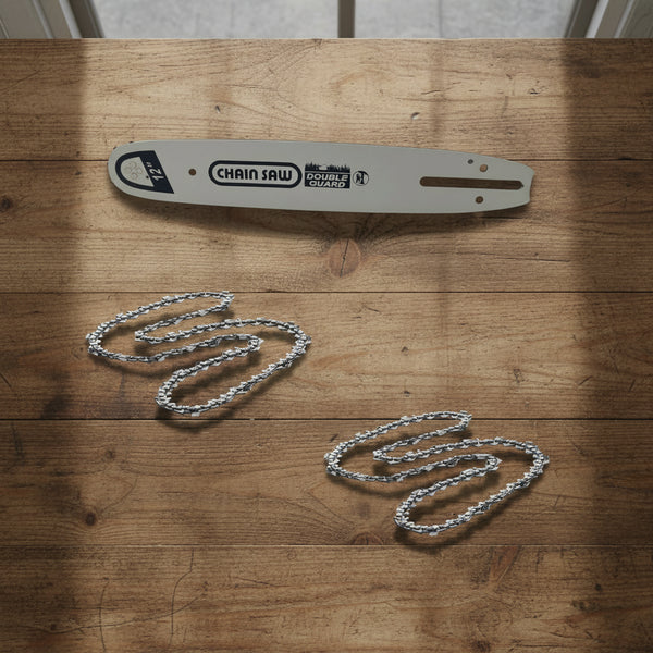 12'' (30 cm) guide bar + 2 chains with 45 links for chainsaw – Compatible with CHESTER and other models