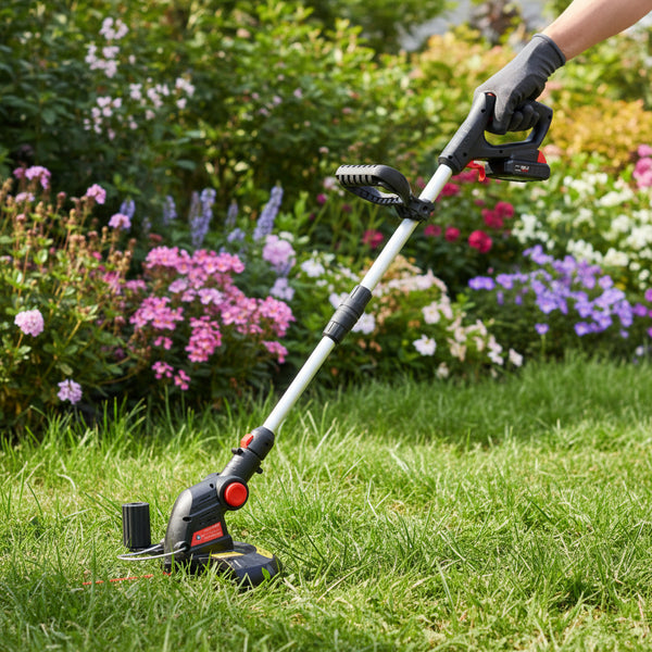 20V Cordless Grass Trimmer – 25 cm – Telescopic Shaft – with Battery and Charger