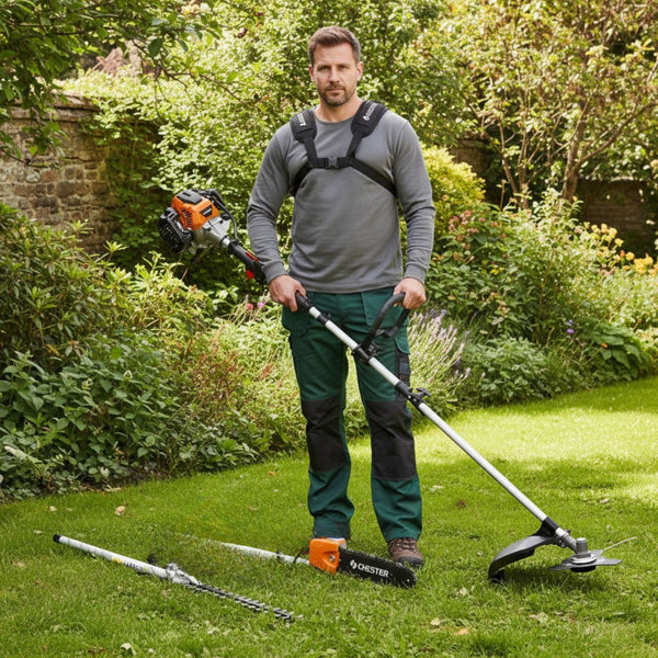Multifonctions thermique 4 en 1 : tronçonneuse-élagueuse, taille-haie, débroussailleuse, rallonge - CHESTER