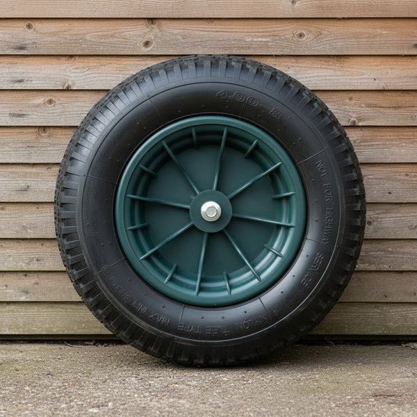 Pneumatic Wheel for Wheelbarrow – Black – Axle Included
