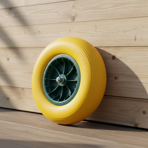 Solid wheel for wheelbarrow – yellow – axle Included