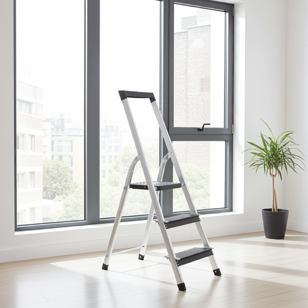 Escabeau 3 marches aluminium léger avec marches larges 12 cm – Confort et hauteur jusqu’à 2,6 m