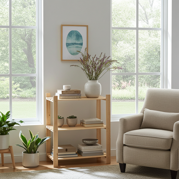 Étagère en bois  – 3 tablettes  – 95 cm x 80 cm x 40 cm