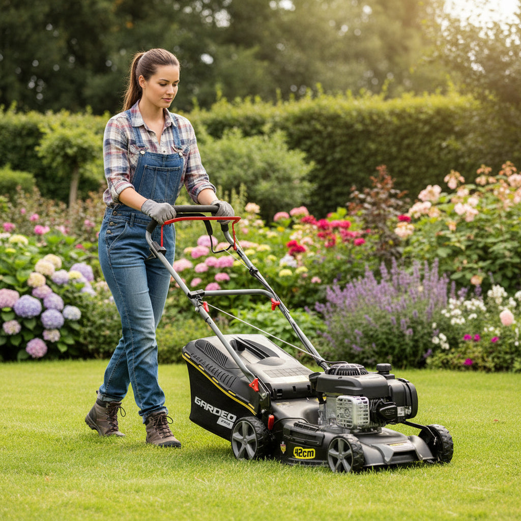 Tondeuse thermique autotractée - moteur Briggs and Stratton 125cc - 42 ...