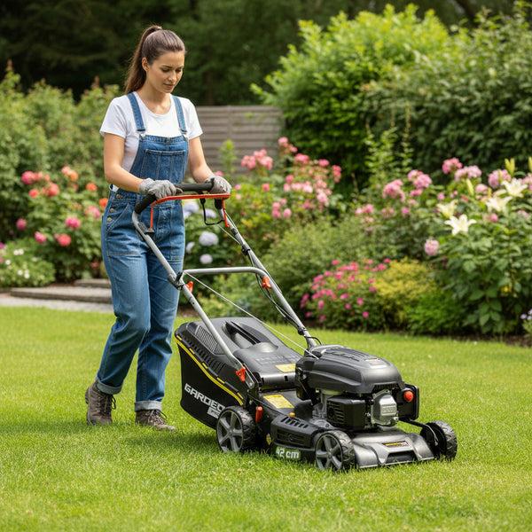 Self-propelled petrol lawn mower 144.3cc – 46 cm – mulching – supplied with two blades