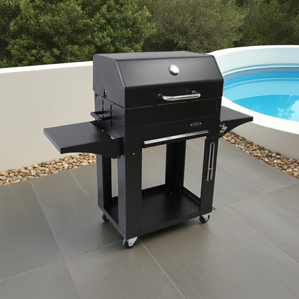 MICONOS Charcoal Barbecue – Lid – Grill & Griddle – Smoker – Adjustable Firebox Height – IMOR