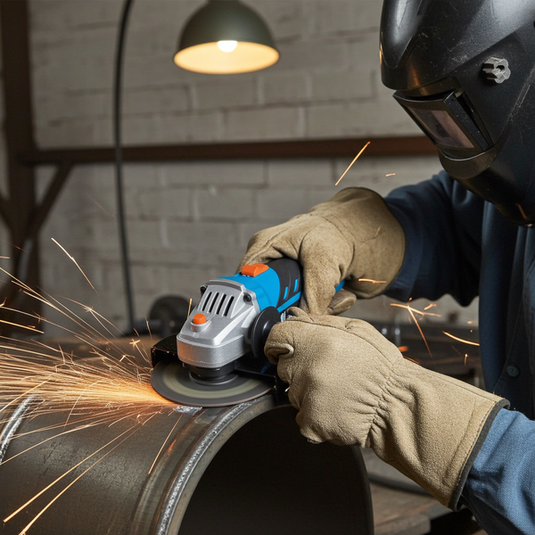 Haakse slijper 115 mm WORKMEN – 500W – 11.000 t/min – Spilvergrendeling – Handgreep voor rechts- of linkshandigen