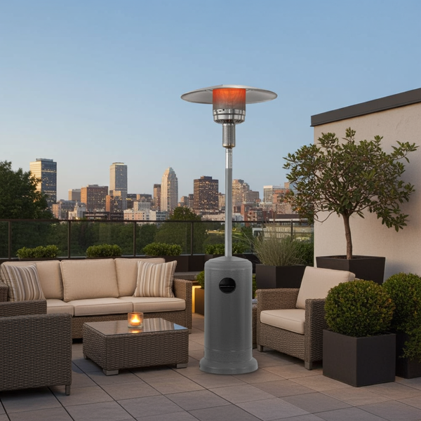 Parasol chauffant au gaz 13 Kw en inox avec roues