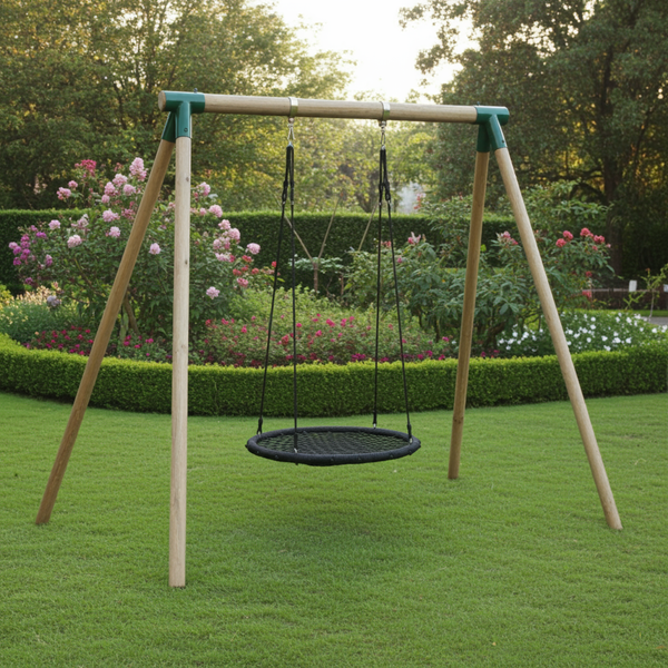Houten speeltoren Carla met schommelnet – 2,4 x 2,2 x 2,2 m – voor kinderen van 3 tot 8 jaar