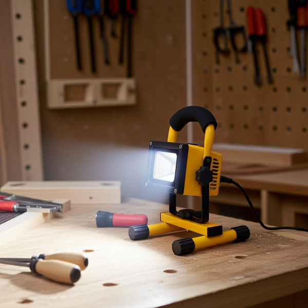 Draagbare LED-bouwlamp 10W – lithiumbatterij, IP65, muur- en autolader