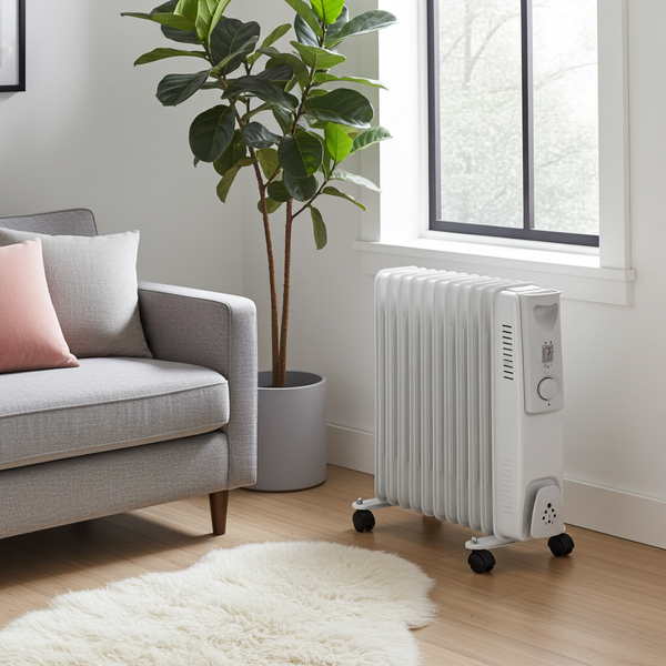 Radiateur à bain d’huile 2500W – 11 éléments, thermostat & roues