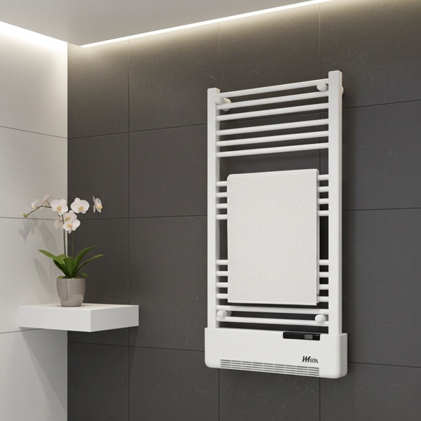 Radiateur sèche-serviettes  – fluide + soufflerie – thermostat digital & détection fenêtre