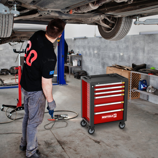Servante d’atelier avec outils – 6 tiroirs à roulement + 54 accessoires  –  anrirouille  –  charge max 240 kg