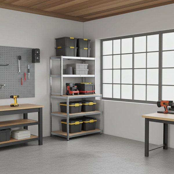 Rack en métal MDF/GALVA – 180 x 100 x 60 cm - 5 étagères - Montage facile sans boulons