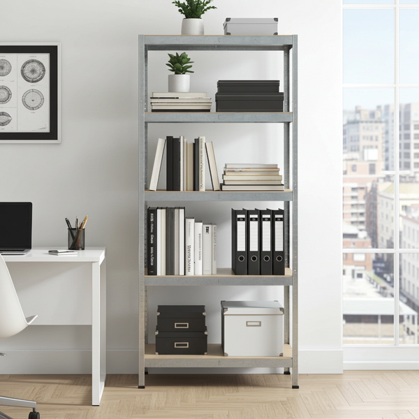 Rack en métal MDF/GALVA – 180 x 90 x 40 cm - 5 étagères - Montage facile sans boulons