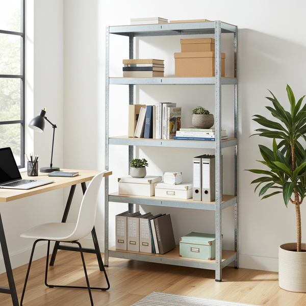 Rack en métal MDF/GALVA – 180 x 90 x 50 cm - 5 étagères - Montage facile sans boulons