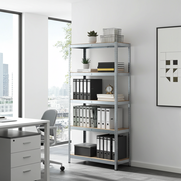 Rack en métal MDF/GALVA – 200 x 100 x 50 cm - 5 étagères - Montage facile sans boulons