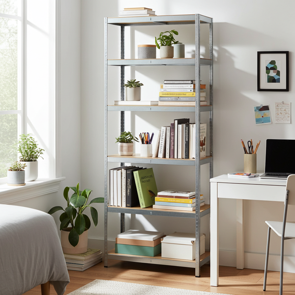 Rack en métal MDF/GALVA – 200 x 90 x 40 cm - 6 étagères - Montage facile sans boulons