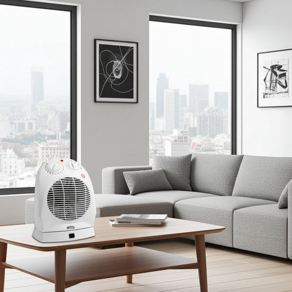 Radiateur soufflant 2000W – oscillant, thermostat réglable & 2 positions de chauffe