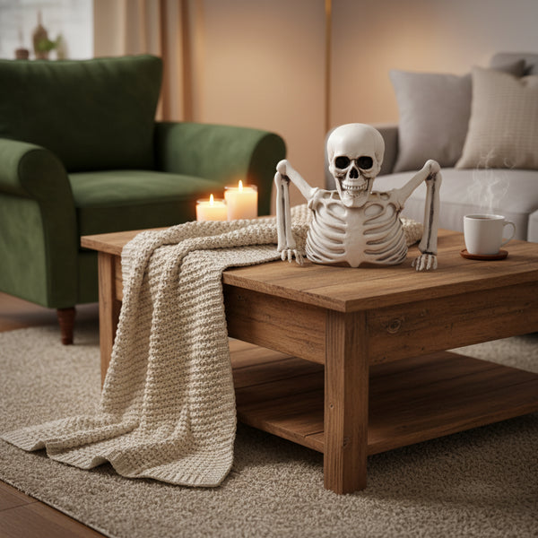 Buste Squelette Lumineux Halloween – Plastique Naturel 25 x 12 x 20 cm – Avec 3 Piles LR44 Incluses