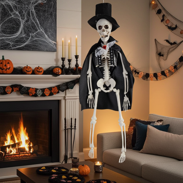 Hanging Wizard Skeleton – Black Halloween Decoration 40 cm