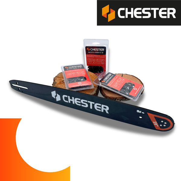 Guide 20'' (50 cm) + 3 chaînes 76 maillons pour tronçonneuse - CHESTER
