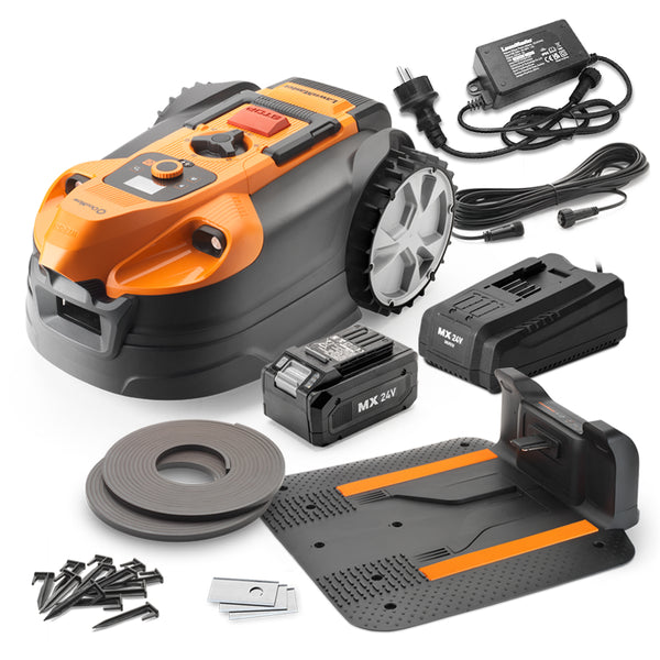 Robot tondeuse autonome sans fil périmétrique  – 24 V4.0 Ah –  800m² –  Caméra + capteurs HD