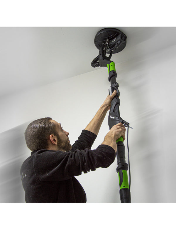 Muur- en plafondschuurmachine 710W – 225 mm – Regelbaar toerental – Telescopische steel – Inclusief 6 schuurpads
