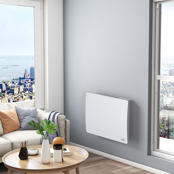 Radiateur à inertie fonte mural 1000W  - blanc - programmable LCD
