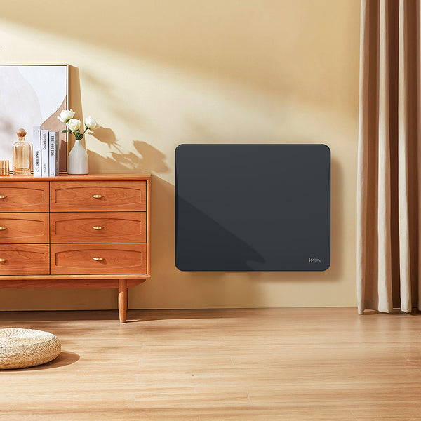 Radiateur à inertie céramique 1000 W mural – noir – thermostat LCD