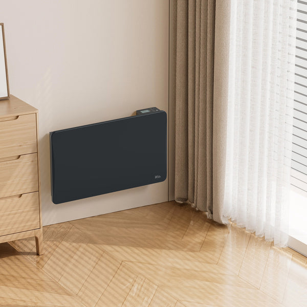 Radiateur à inertie céramique 1500 W mural – noir – thermostat LCD
